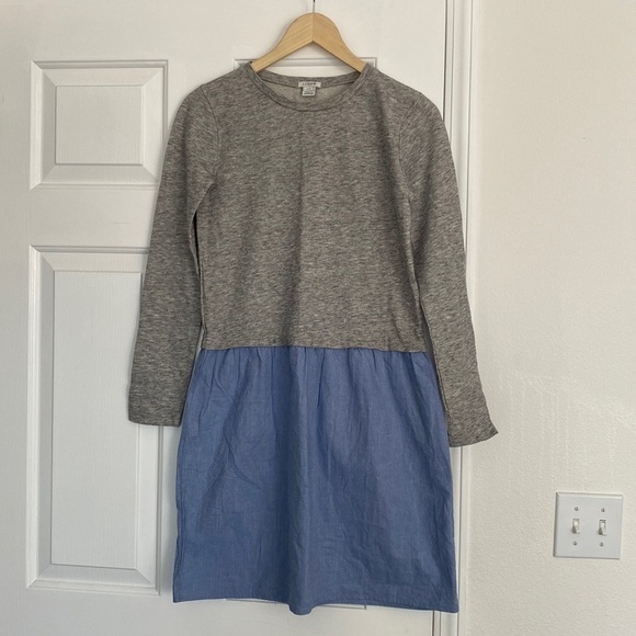 J. Crew Factory sweatshirt chambray skirt dress. - Picture 1 of 12